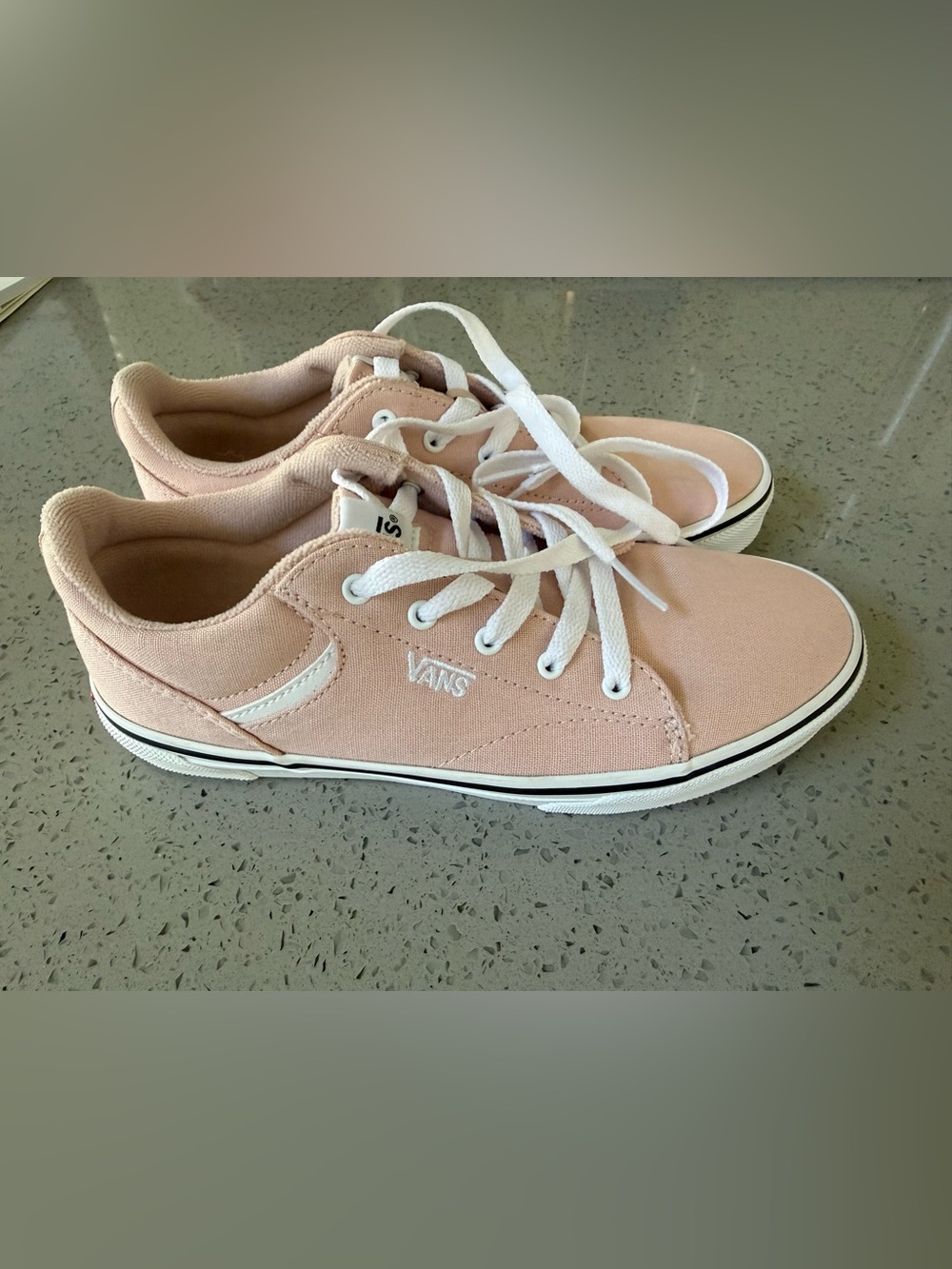Vans “Missy” Kids Low-Top Canvas Sneakers in Light Pink and White